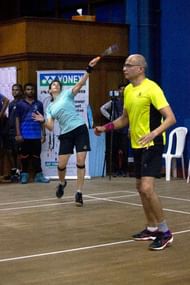 Top seeds Ayaz Bilawala and Naheed Divecha beat Purnima Deshmukh and JP Chowdary 30-19 in the mixed doubles 80 plus category. (Pic credit: GMBA)